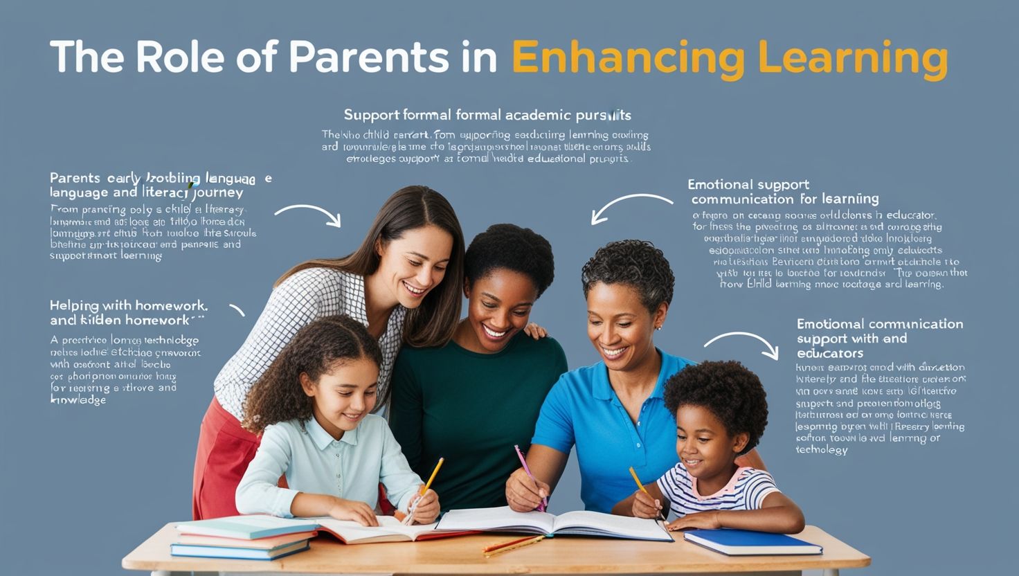 The Role of Parents in Enhancing Learning Parents play a crucial role in shaping a child’s educational journey. From fostering early language and literacy skills to supporting formal academic pursuits, their involvement boosts motivation, resilience, and confidence. Through activities like reading, helping with homework, and modeling positive attitudes toward learning, parents encourage a lifelong love for knowledge. Emotional support and open communication with educators further ensure a well-rounded, enriching learning experience. As education evolves with technology, parental guidance in digital literacy becomes vital, preparing children for a future where learning is both traditional and digital.