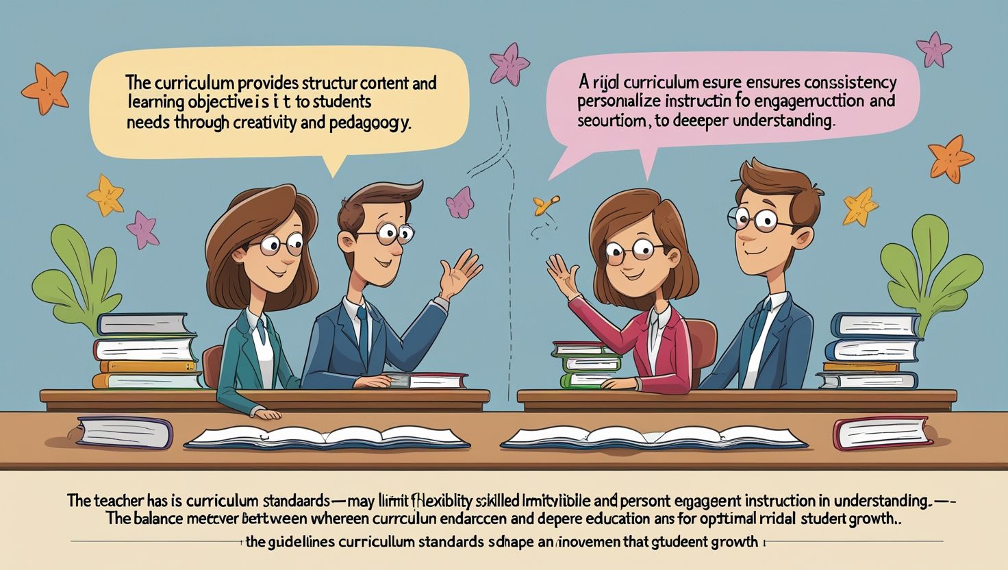 Teacher vs Curriculum in Education The curriculum provides structured content and learning objectives, while the teacher adapts it to students' needs through creativity and pedagogy. A rigid curriculum ensures consistency but may limit flexibility, whereas skilled teachers personalize instruction for engagement and deeper understanding. The balance between curriculum standards and teacher autonomy shapes effective education—where guidelines meet innovation for optimal student growth.