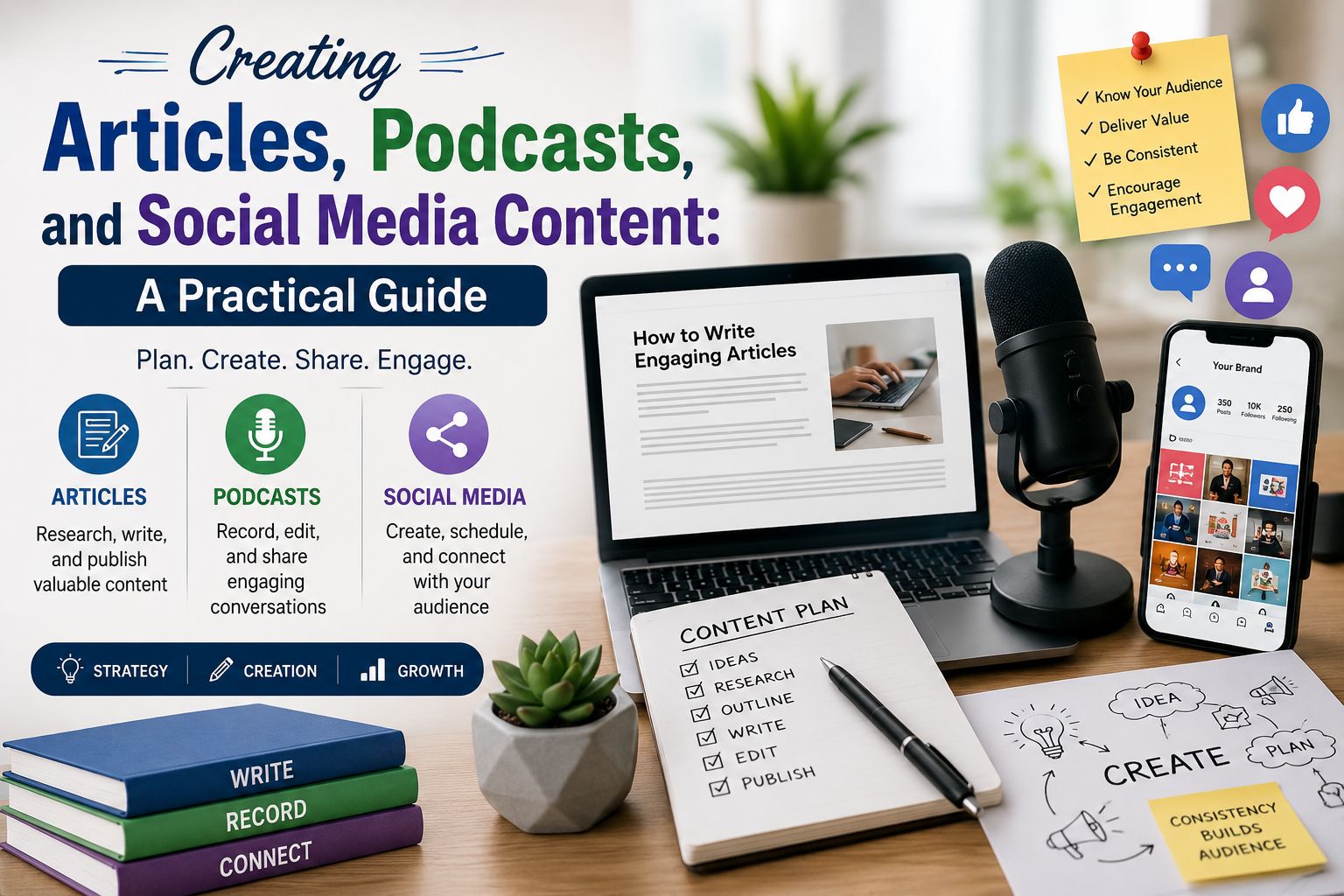 Creating Articles, Podcasts and Social Media Content