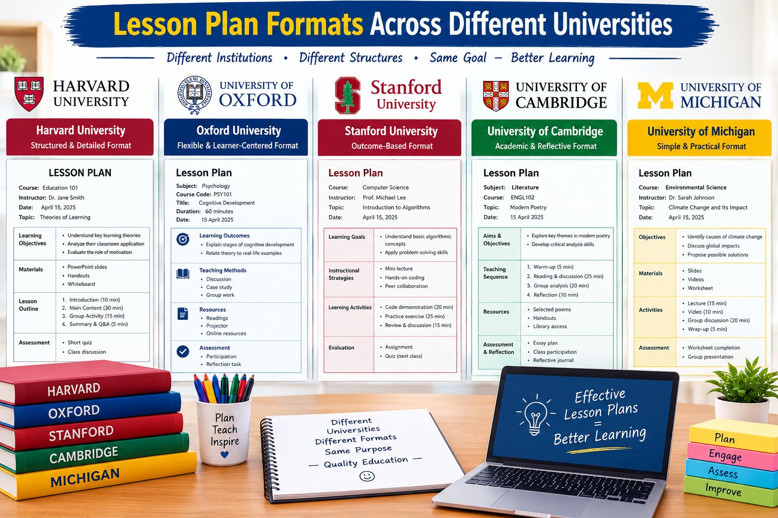 Lesson Plan Formats Across Different Universities